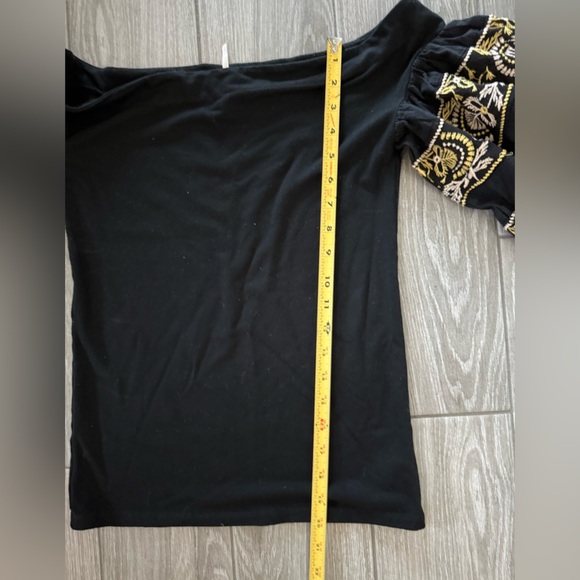 Free People|Black floral embroidered puff sleeve top “Rock with it”, Bohemian• - Picture 13 of 13